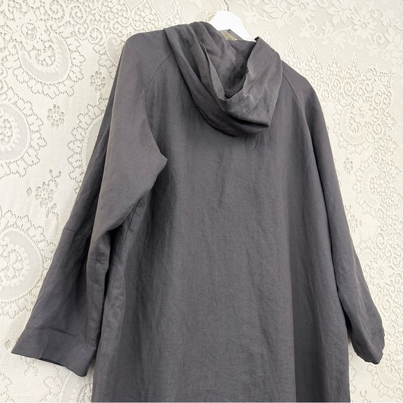 J. Jill Linen Hooded Long Jacket in Gray - Picture 9 of 10